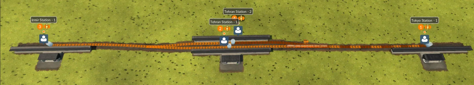 Transport Fever 3 simple line with its ordered stops