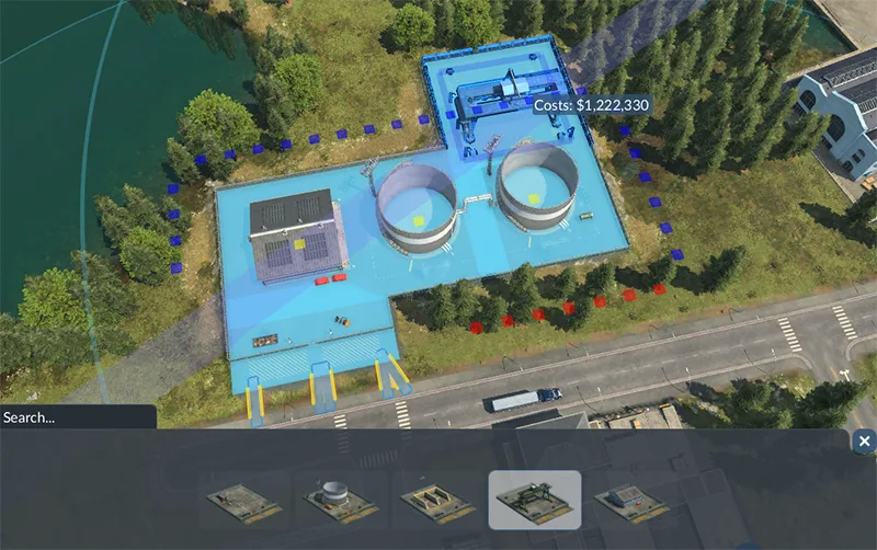 Modular warehouse configuration view with the module menu visible